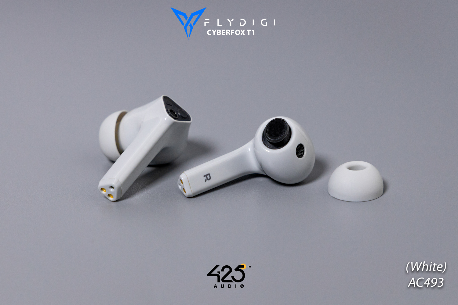 Flydigi Cyberfox t1,black,white,true wireless,gaming mode,ipx4,bluetooth 5.0,in-ear,หูฟังไร้สาย,เล่นเกมส์ไม่ดีเลย์,เสียงดี,ใส่สบาย,คุยโทรศัพท์ชัด,pubg,rov,call of duty mobile