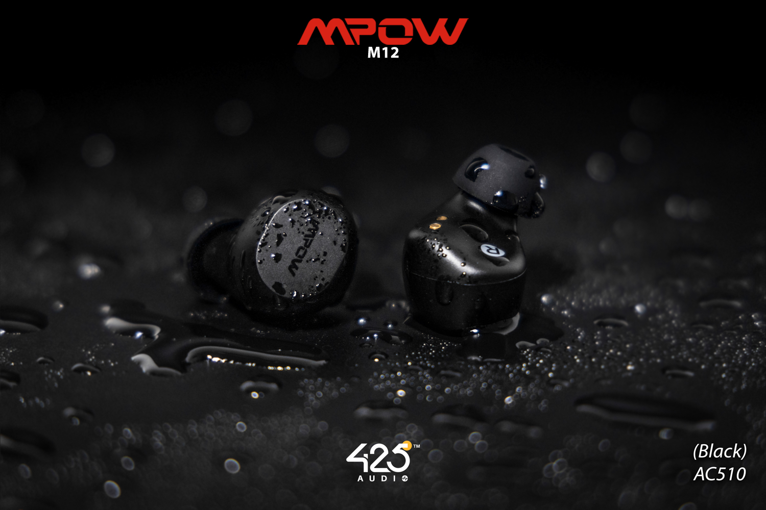 mpow m12,black,true wireless,ipx8,เสียงดี,เบสหนัก,รายละเอียดคมชัด,แบตอึด,หูฟังไร้สาย,หูฟังเสียงดี