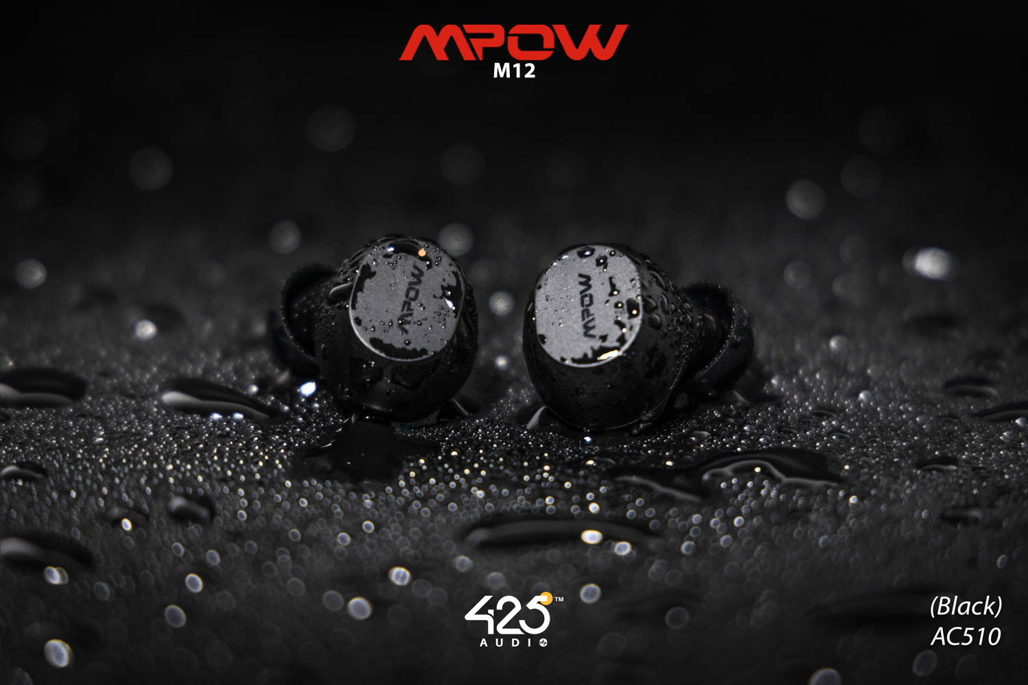 mpow m12,black,true wireless,ipx8,เสียงดี,เบสหนัก,รายละเอียดคมชัด,แบตอึด,หูฟังไร้สาย,หูฟังเสียงดี