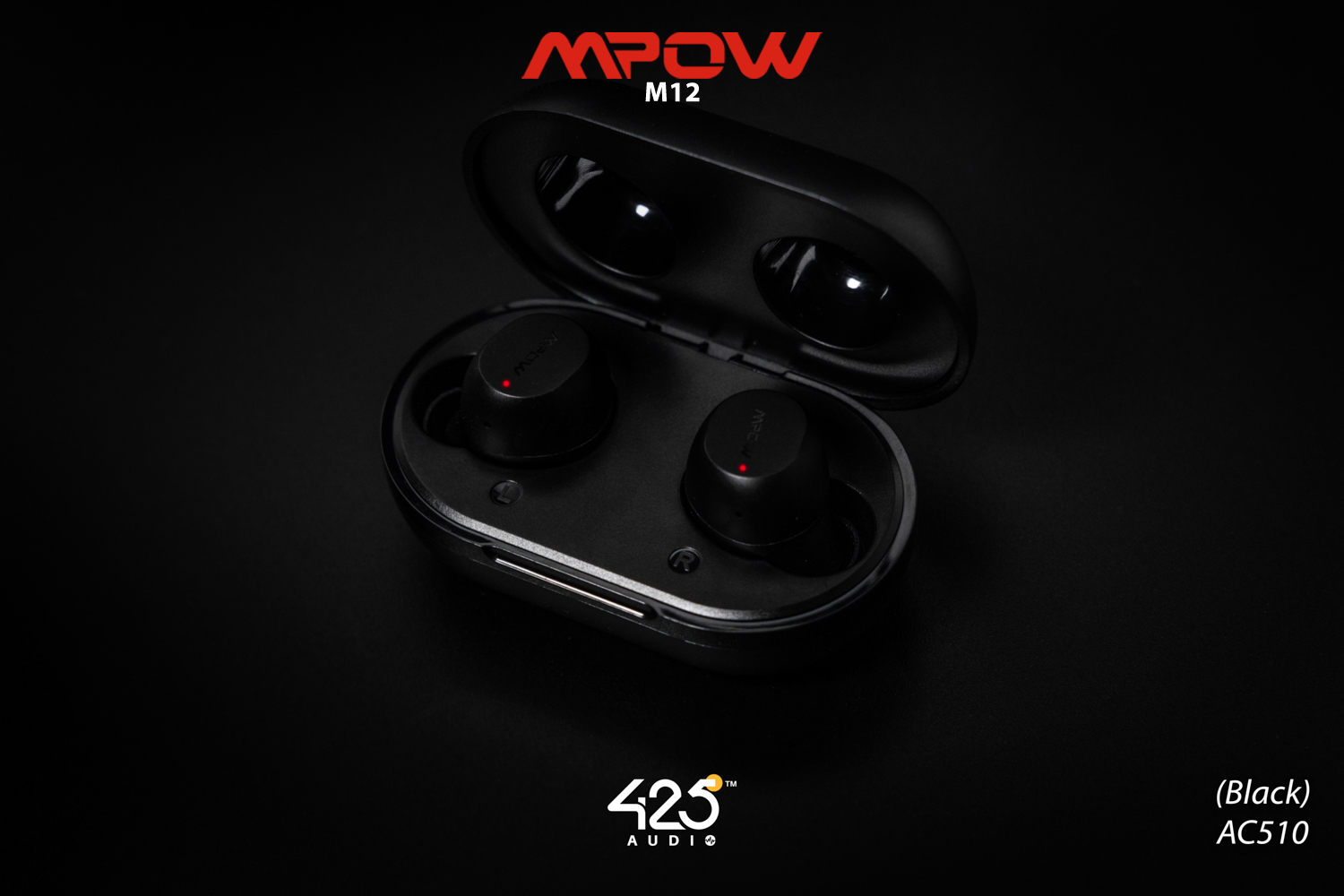 mpow m12,black,true wireless,ipx8,เสียงดี,เบสหนัก,รายละเอียดคมชัด,แบตอึด,หูฟังไร้สาย,หูฟังเสียงดี