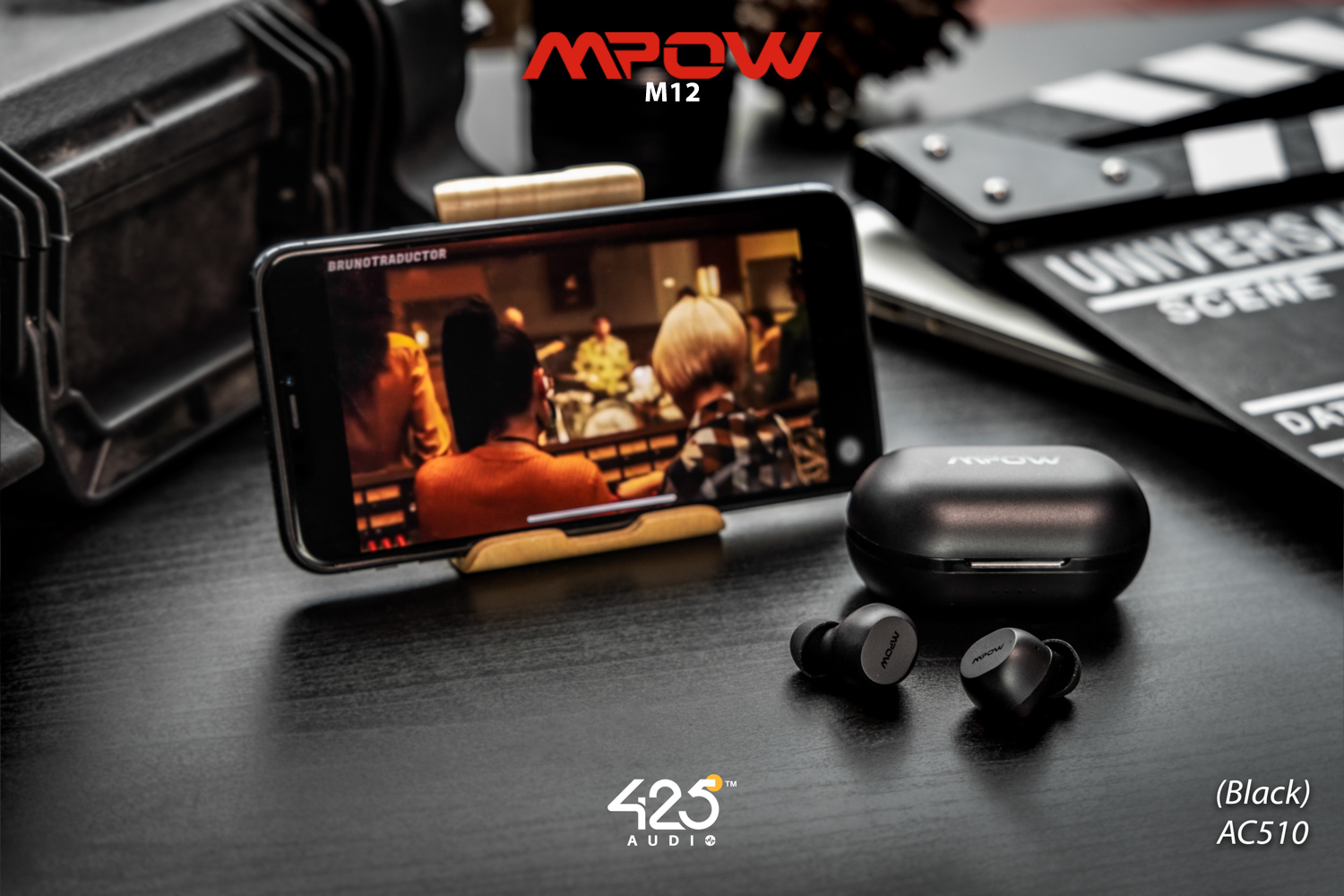 mpow m12,black,true wireless,ipx8,เสียงดี,เบสหนัก,รายละเอียดคมชัด,แบตอึด,หูฟังไร้สาย,หูฟังเสียงดี