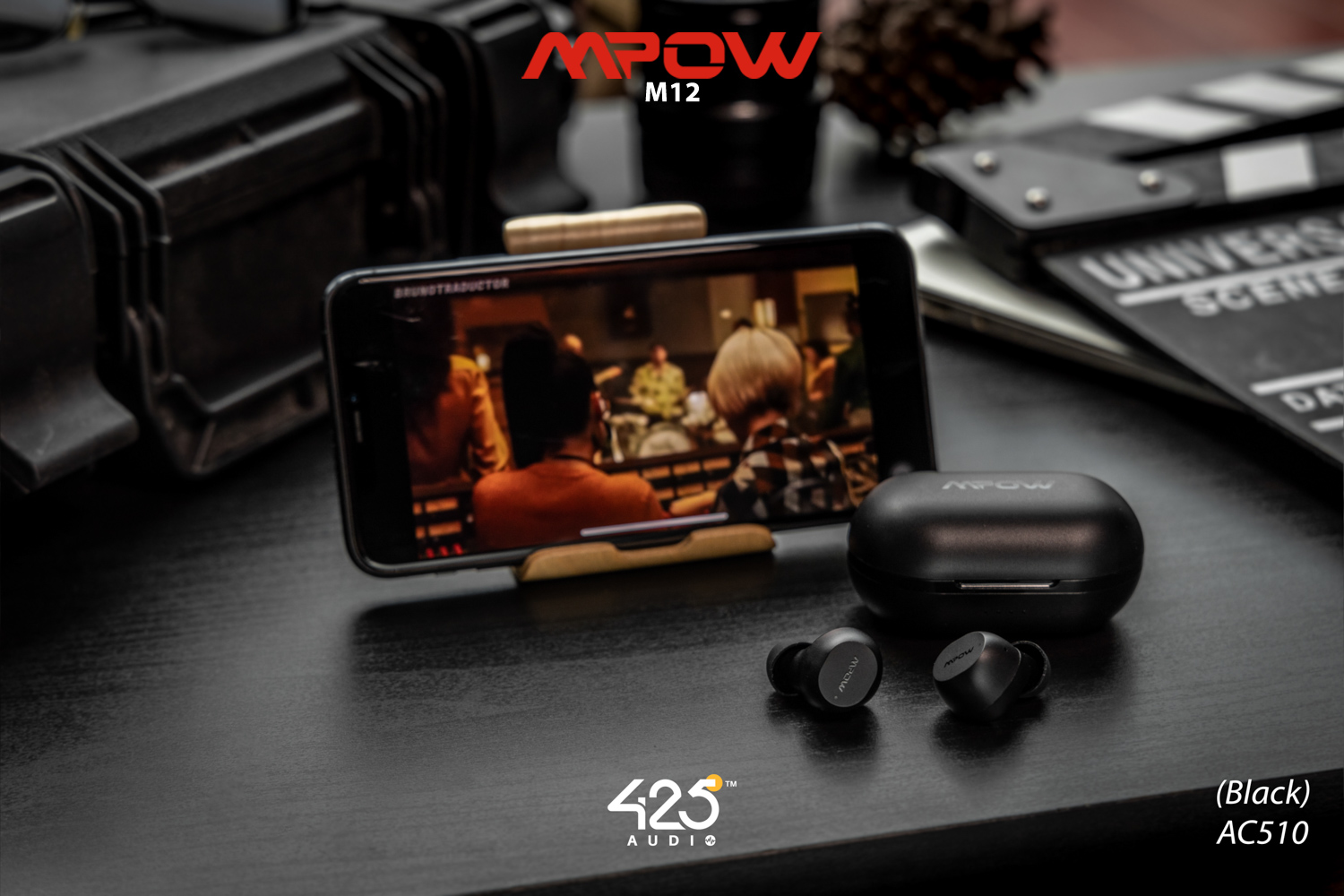 mpow m12,black,true wireless,ipx8,เสียงดี,เบสหนัก,รายละเอียดคมชัด,แบตอึด,หูฟังไร้สาย,หูฟังเสียงดี