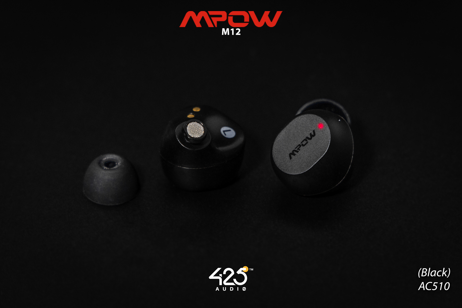 mpow m12,black,true wireless,ipx8,เสียงดี,เบสหนัก,รายละเอียดคมชัด,แบตอึด,หูฟังไร้สาย,หูฟังเสียงดี