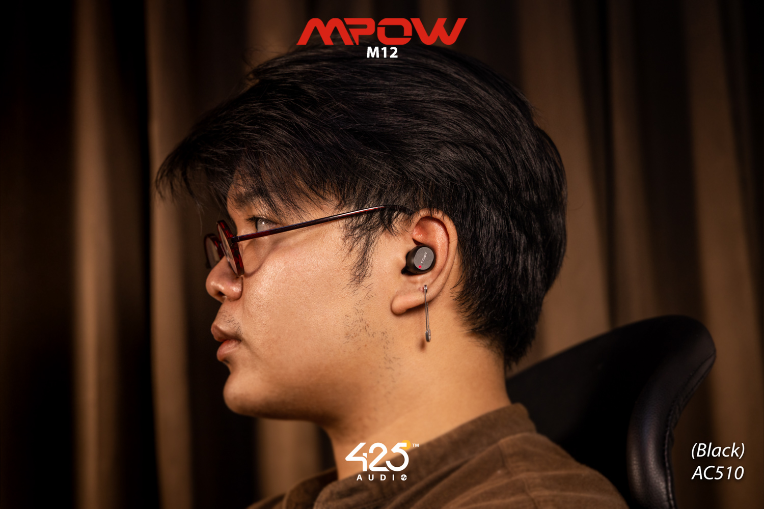 mpow m12,black,true wireless,ipx8,เสียงดี,เบสหนัก,รายละเอียดคมชัด,แบตอึด,หูฟังไร้สาย,หูฟังเสียงดี