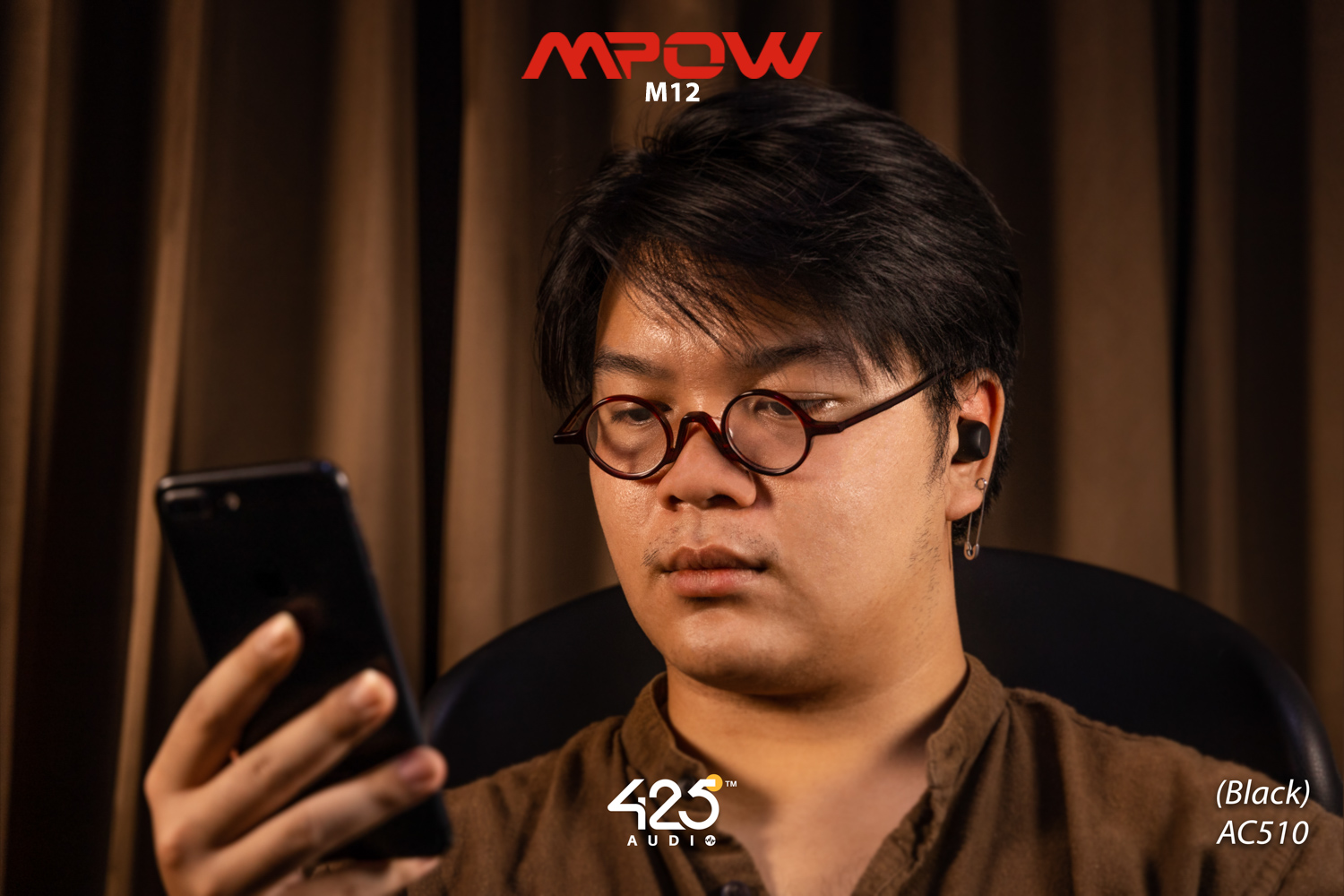 mpow m12,black,true wireless,ipx8,เสียงดี,เบสหนัก,รายละเอียดคมชัด,แบตอึด,หูฟังไร้สาย,หูฟังเสียงดี