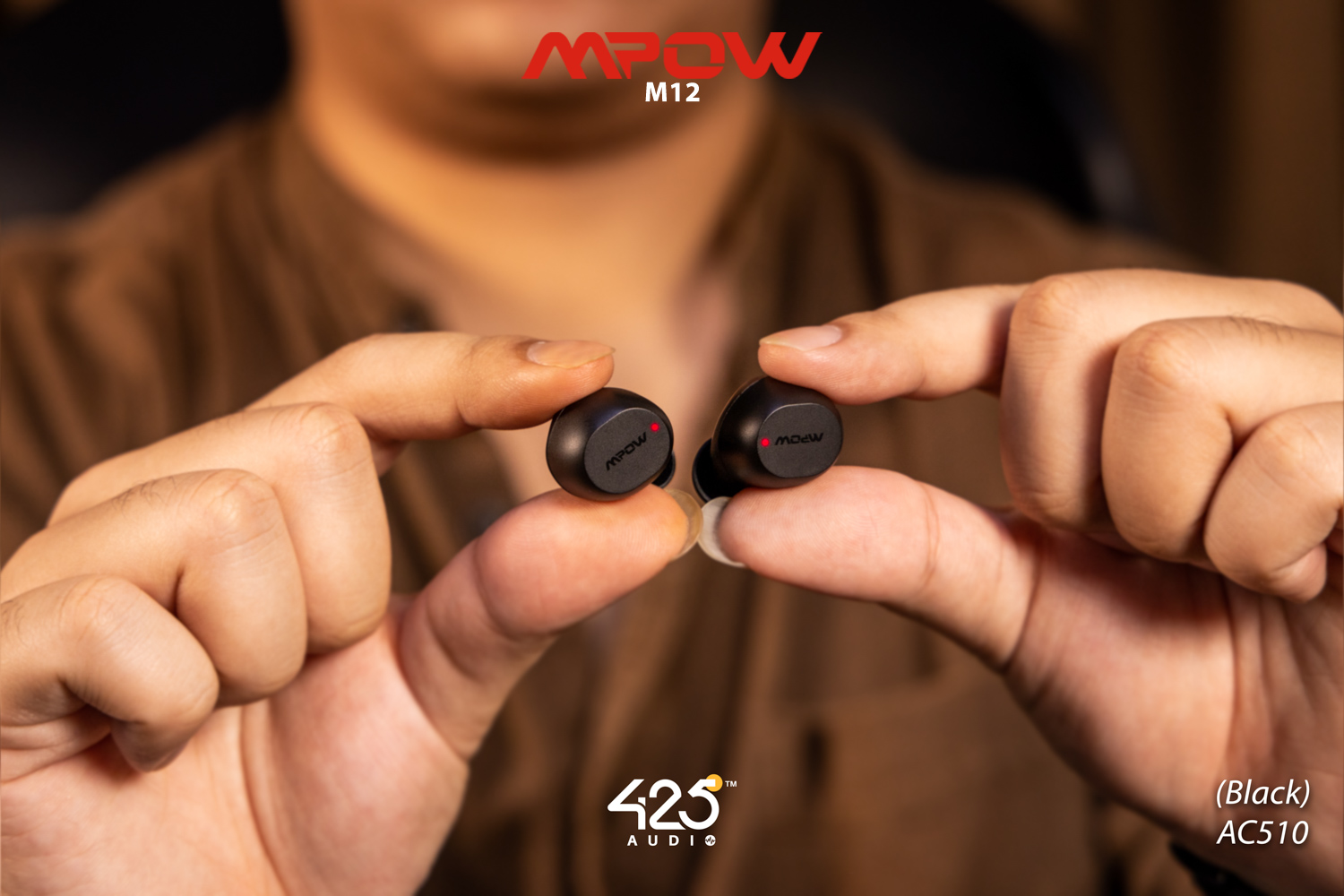 mpow m12,black,true wireless,ipx8,เสียงดี,เบสหนัก,รายละเอียดคมชัด,แบตอึด,หูฟังไร้สาย,หูฟังเสียงดี