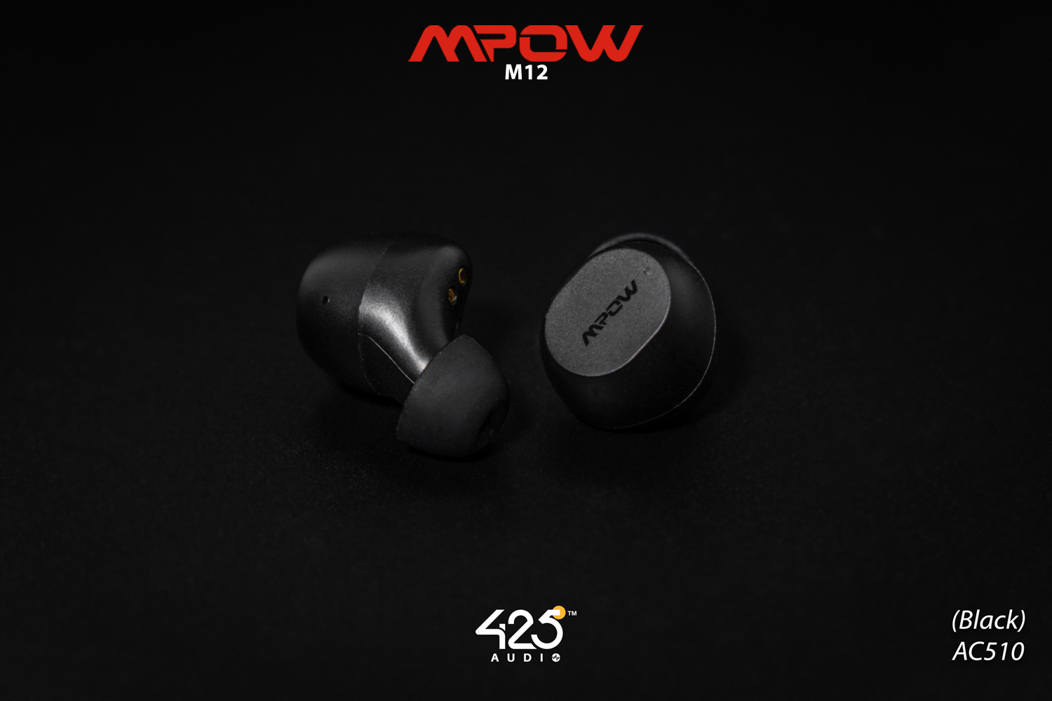 mpow m12,black,true wireless,ipx8,เสียงดี,เบสหนัก,รายละเอียดคมชัด,แบตอึด,หูฟังไร้สาย,หูฟังเสียงดี