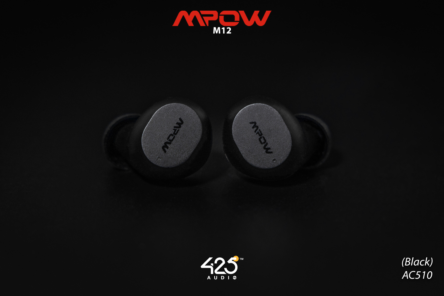 mpow m12,black,true wireless,ipx8,เสียงดี,เบสหนัก,รายละเอียดคมชัด,แบตอึด,หูฟังไร้สาย,หูฟังเสียงดี