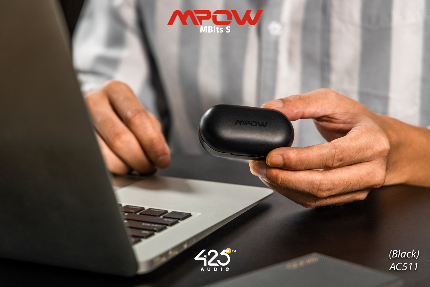 mpow mbits s,true wireless,black,หูฟังไร้สาย,คุยโทรศัพท์ชัด,เบสหนัก,เสียงดี,IPX8,iOS,Android,ไม่ดีเลย์