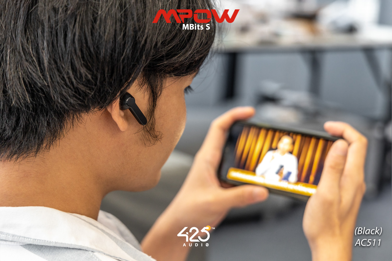 mpow mbits s,true wireless,black,หูฟังไร้สาย,คุยโทรศัพท์ชัด,เบสหนัก,เสียงดี,IPX8,iOS,Android,ไม่ดีเลย์