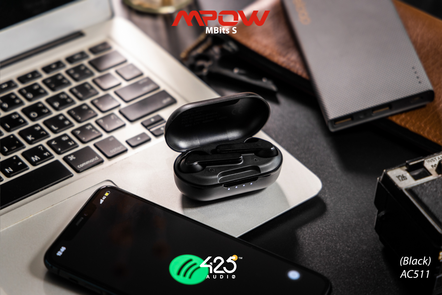 mpow mbits s,true wireless,black,หูฟังไร้สาย,คุยโทรศัพท์ชัด,เบสหนัก,เสียงดี,IPX8,iOS,Android,ไม่ดีเลย์