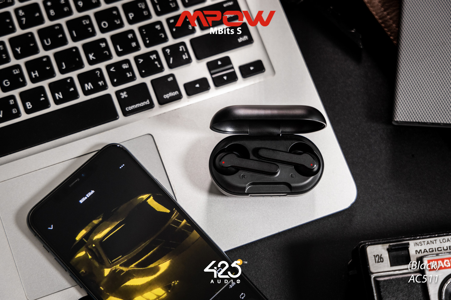 mpow mbits s,true wireless,black,หูฟังไร้สาย,คุยโทรศัพท์ชัด,เบสหนัก,เสียงดี,IPX8,iOS,Android,ไม่ดีเลย์