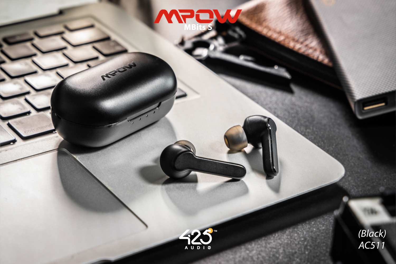 mpow mbits s,true wireless,black,หูฟังไร้สาย,คุยโทรศัพท์ชัด,เบสหนัก,เสียงดี,IPX8,iOS,Android,ไม่ดีเลย์