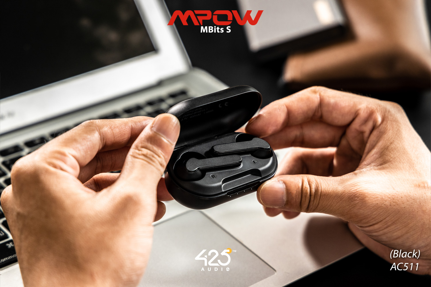 mpow mbits s,true wireless,black,หูฟังไร้สาย,คุยโทรศัพท์ชัด,เบสหนัก,เสียงดี,IPX8,iOS,Android,ไม่ดีเลย์