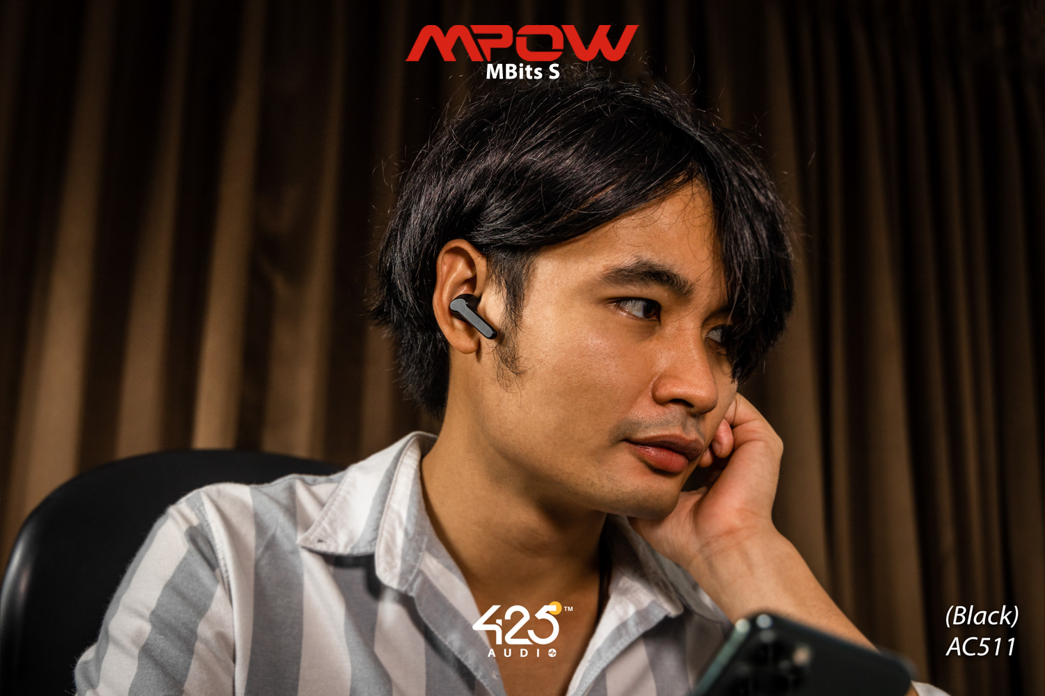 mpow mbits s,true wireless,black,หูฟังไร้สาย,คุยโทรศัพท์ชัด,เบสหนัก,เสียงดี,IPX8,iOS,Android,ไม่ดีเลย์