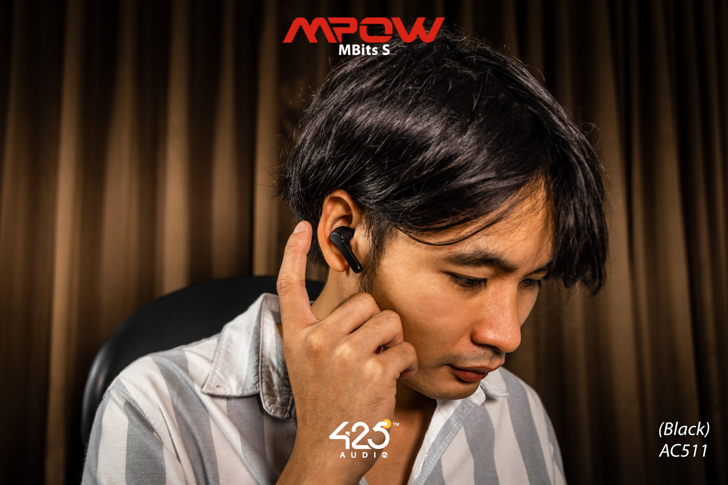 mpow mbits s,true wireless,black,หูฟังไร้สาย,คุยโทรศัพท์ชัด,เบสหนัก,เสียงดี,IPX8,iOS,Android,ไม่ดีเลย์