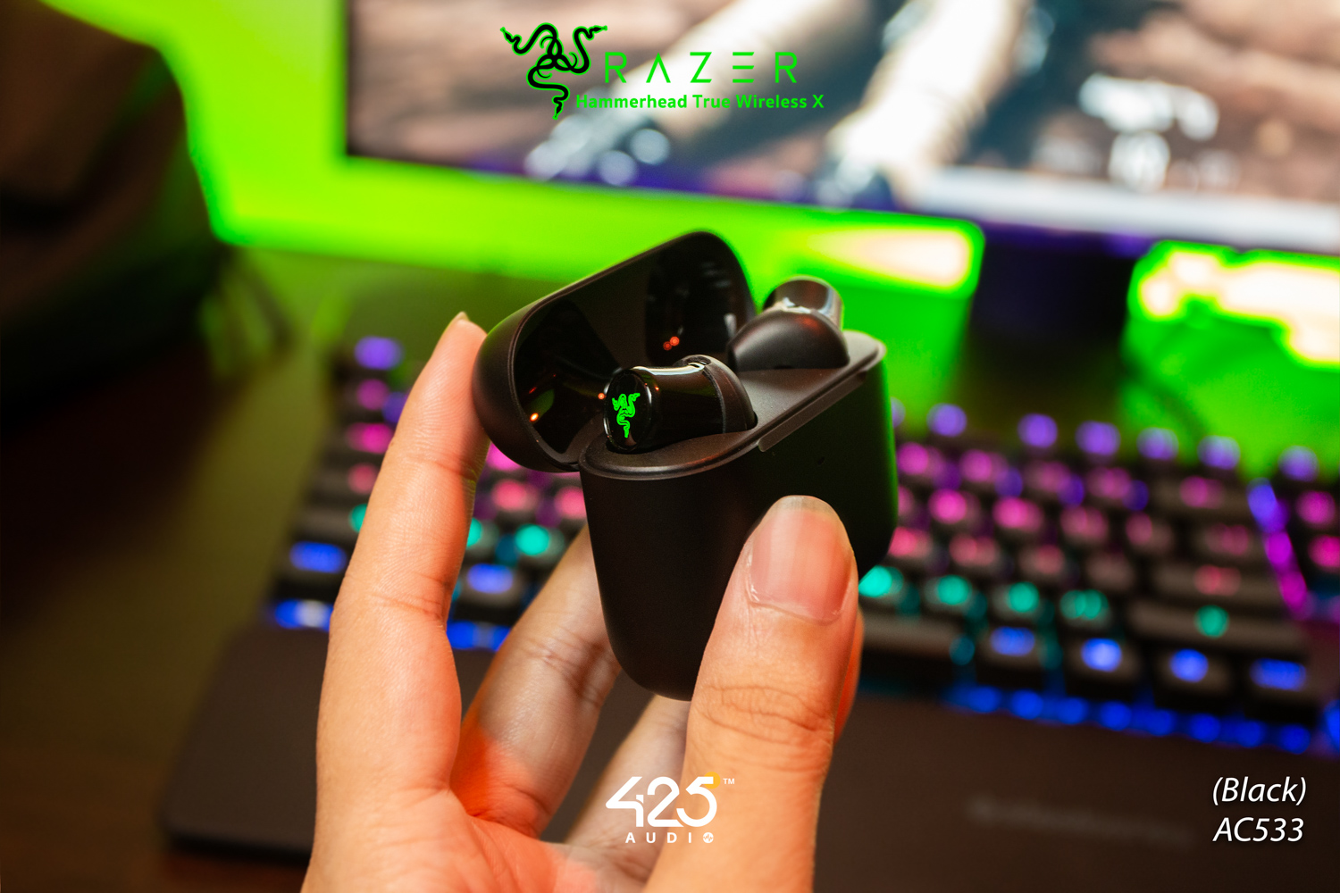 razer hammerhead true wireless x,bluetooth 5.2,aptX.Game Mode,razer,หูฟังไร้สาย,true wireless,เบสหนัก,เล่นเกมส์ไม่ดีเลย์