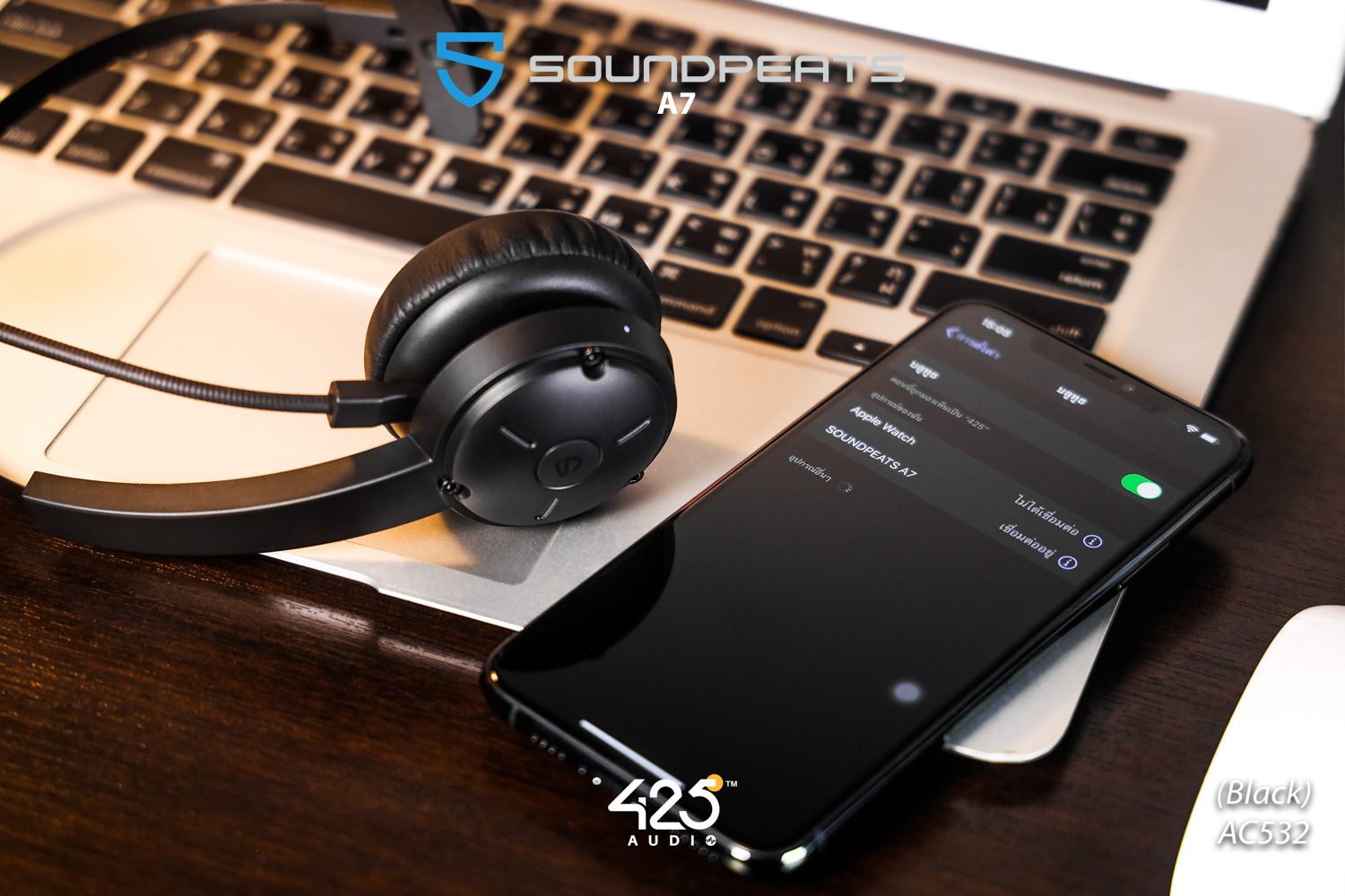 soundpeats a7,mono headset,หูฟังคุยโทรศัพท์,call center,คุยชัด,bluetooth,wireless,black,soundpeats,a7