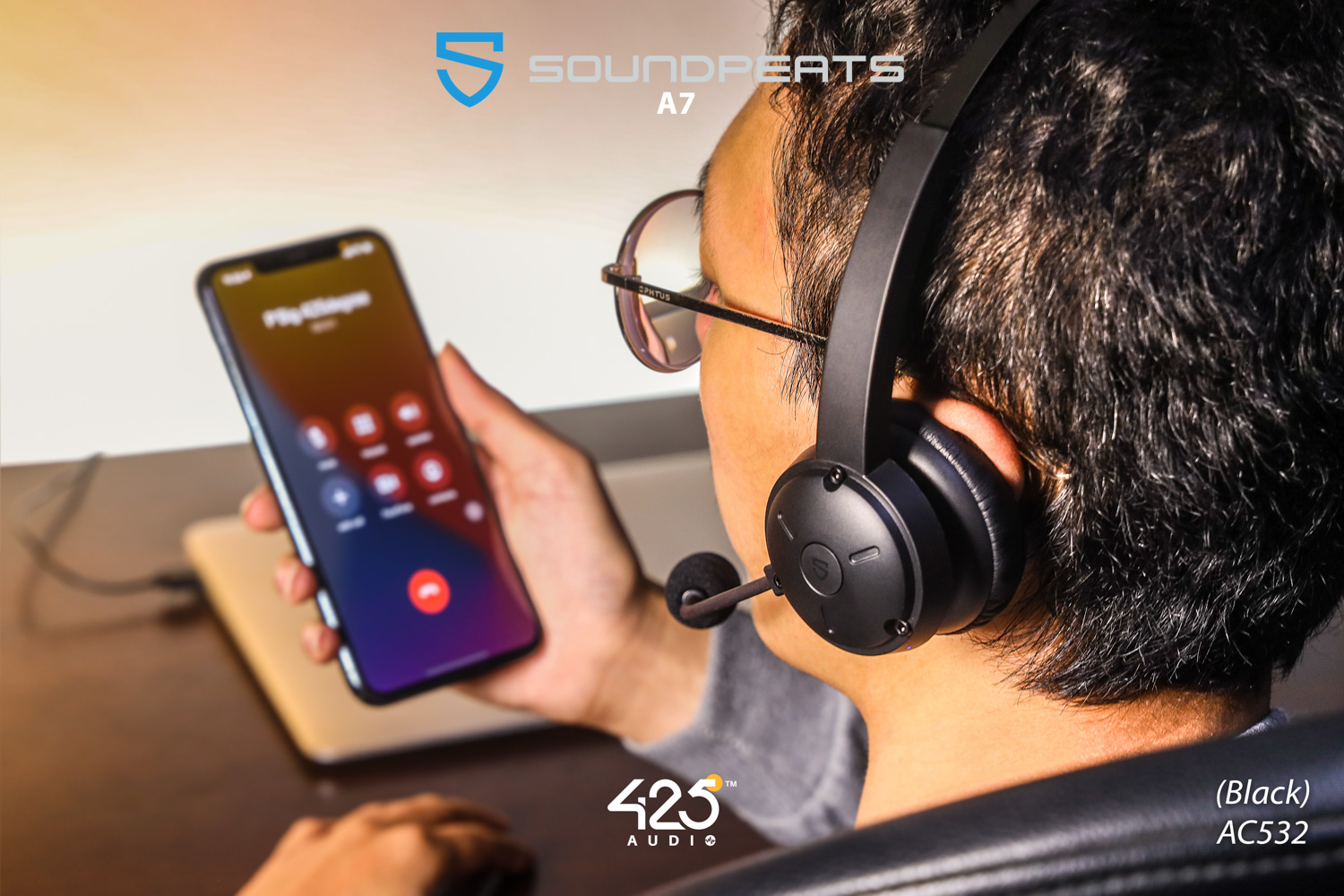 soundpeats a7,mono headset,หูฟังคุยโทรศัพท์,call center,คุยชัด,bluetooth,wireless,black,soundpeats,a7