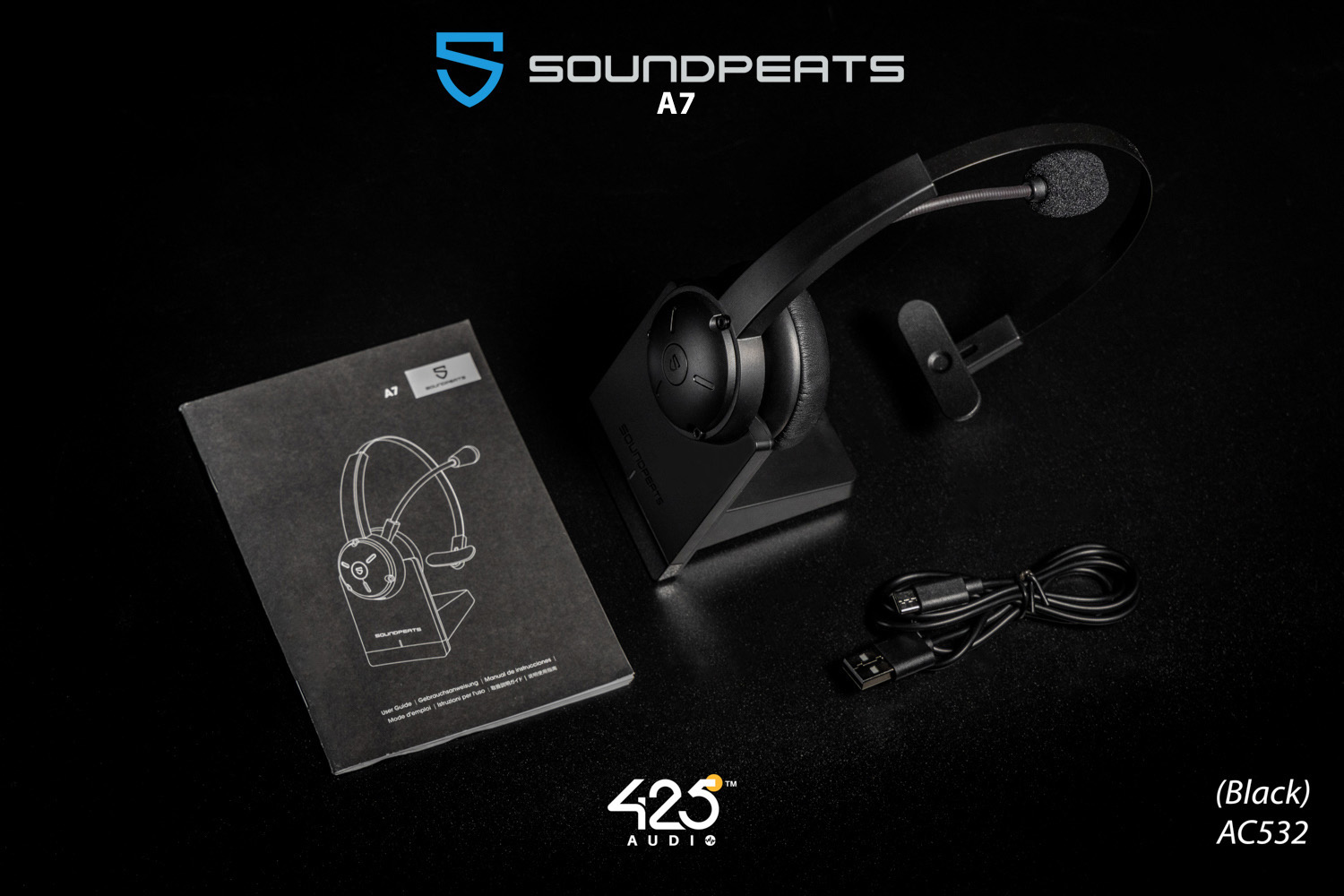 soundpeats a7,mono headset,หูฟังคุยโทรศัพท์,call center,คุยชัด,bluetooth,wireless,black,soundpeats,a7