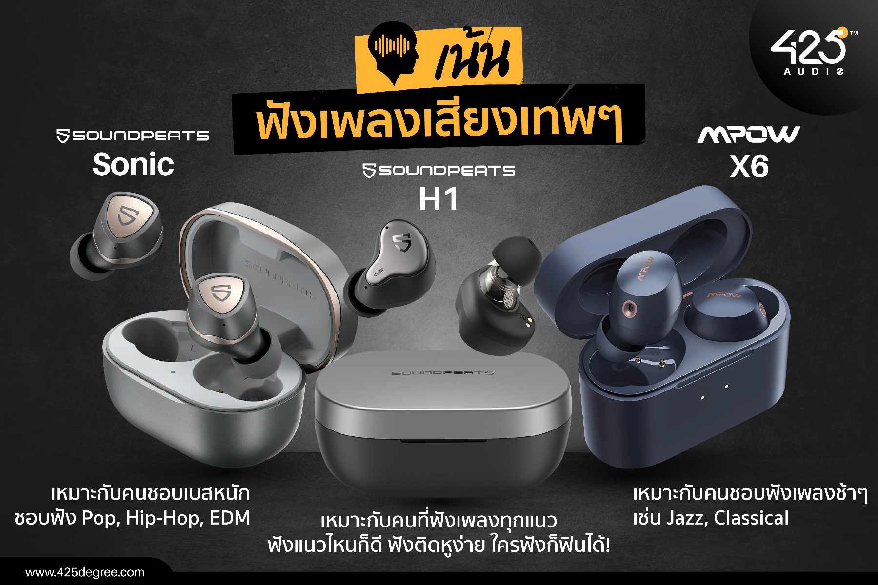 หูฟัง, หูฟังไร้สาย, true wireless, ราคาถูก, earfun, soundpeats,mpow. sudio earfun air pro, earfun free pro, sudio nio, soundpeats t2, soundpeats gamer no.1, soundpeats h1 soundpeats sonic