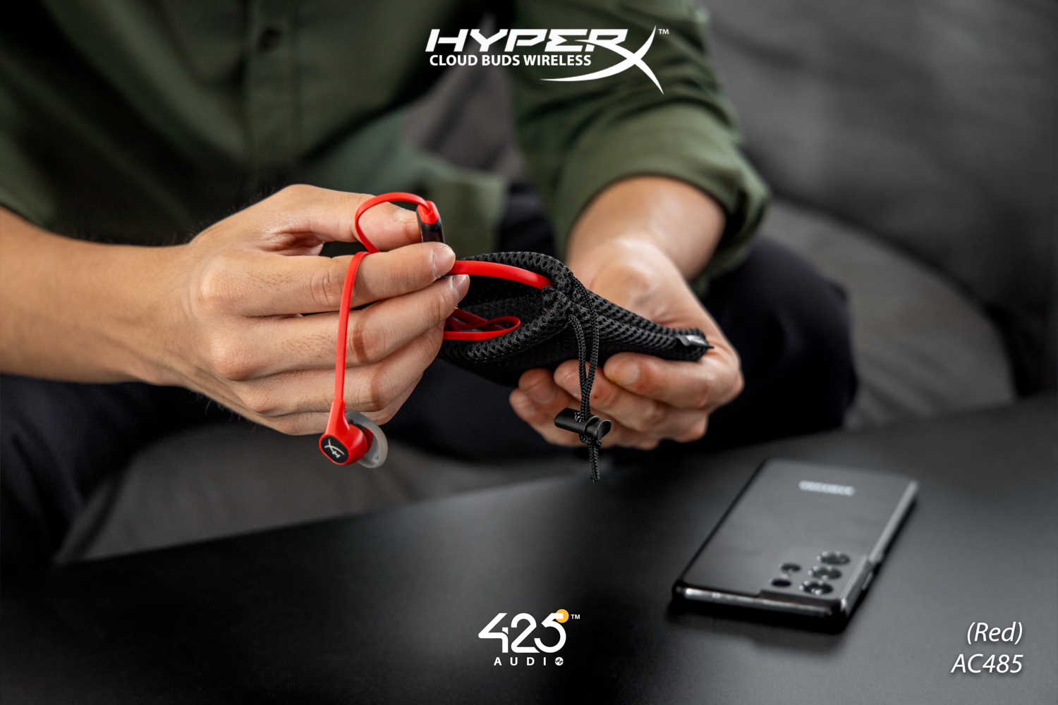 hyperx cloud buds,hyperx,red,หูฟังเล่นเกม,หูฟังไวเลส,หูฟังไร้สายคล้องคอ,bluetooth 5.1,ios,android