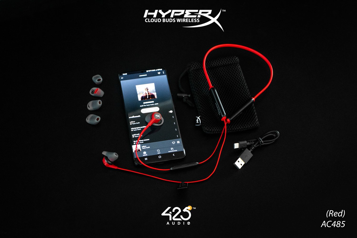 hyperx cloud buds,hyperx,red,หูฟังเล่นเกม,หูฟังไวเลส,หูฟังไร้สายคล้องคอ,bluetooth 5.1,ios,android