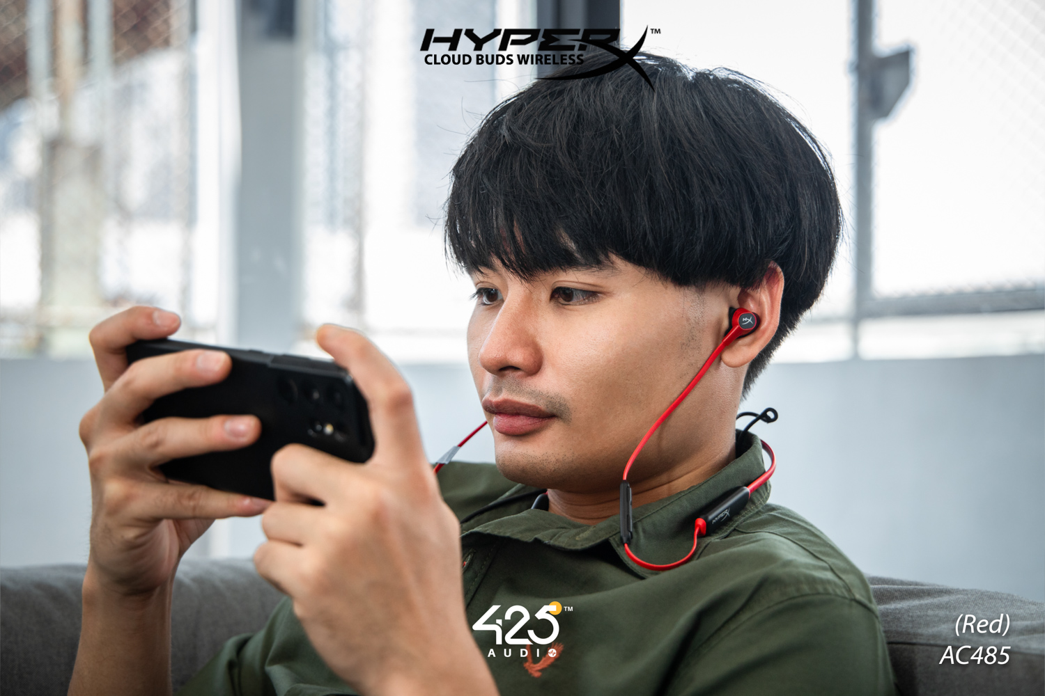 hyperx cloud buds,hyperx,red,หูฟังเล่นเกม,หูฟังไวเลส,หูฟังไร้สายคล้องคอ,bluetooth 5.1,ios,android