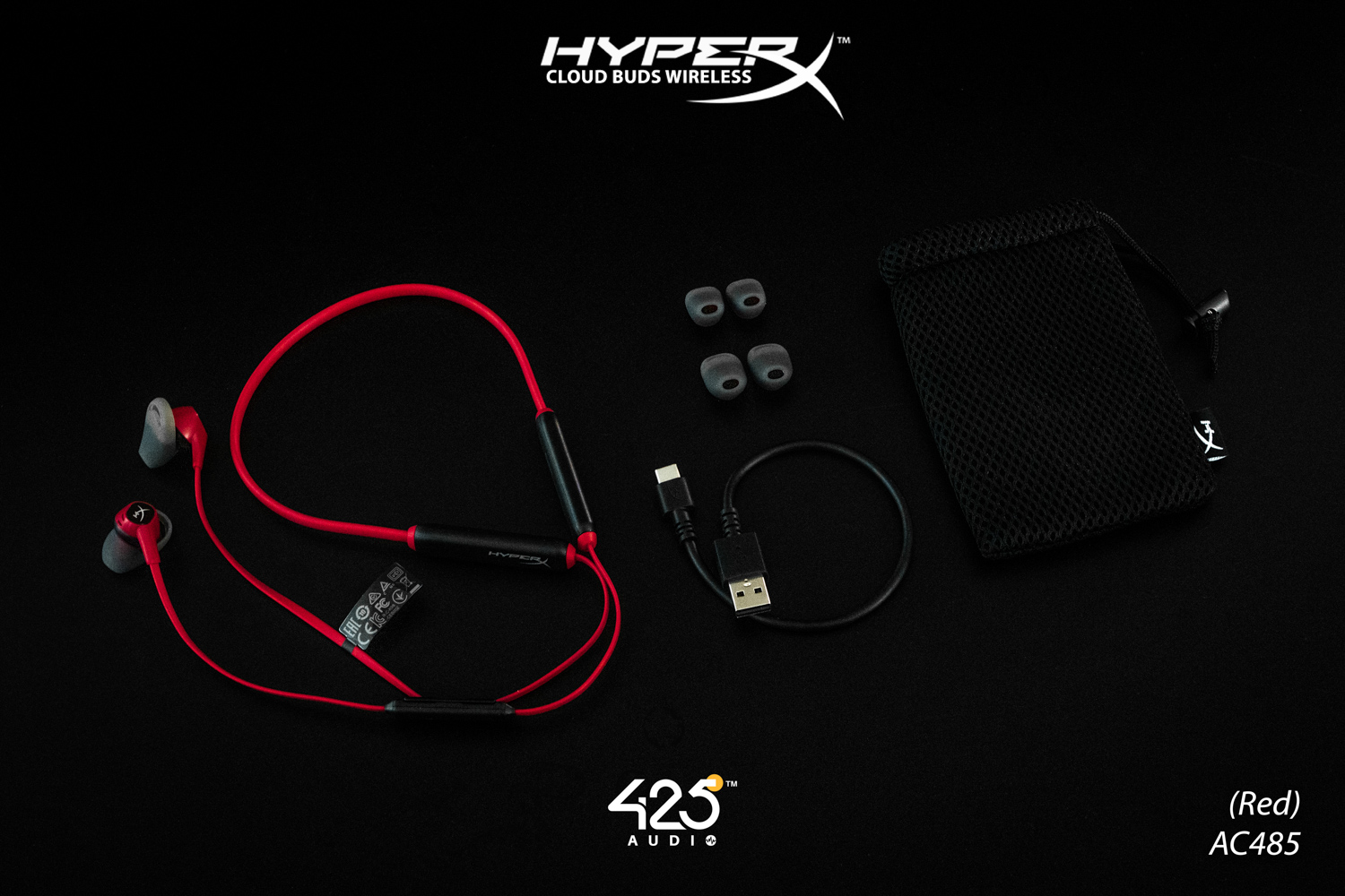 hyperx cloud buds,hyperx,red,หูฟังเล่นเกม,หูฟังไวเลส,หูฟังไร้สายคล้องคอ,bluetooth 5.1,ios,android