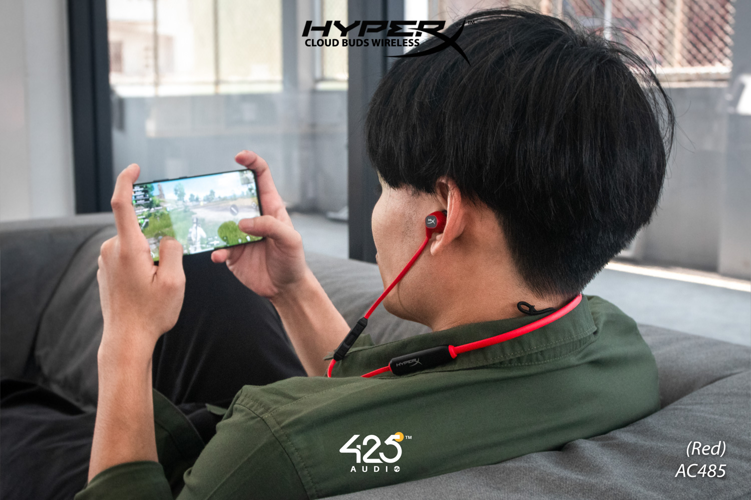 hyperx cloud buds,hyperx,red,หูฟังเล่นเกม,หูฟังไวเลส,หูฟังไร้สายคล้องคอ,bluetooth 5.1,ios,android