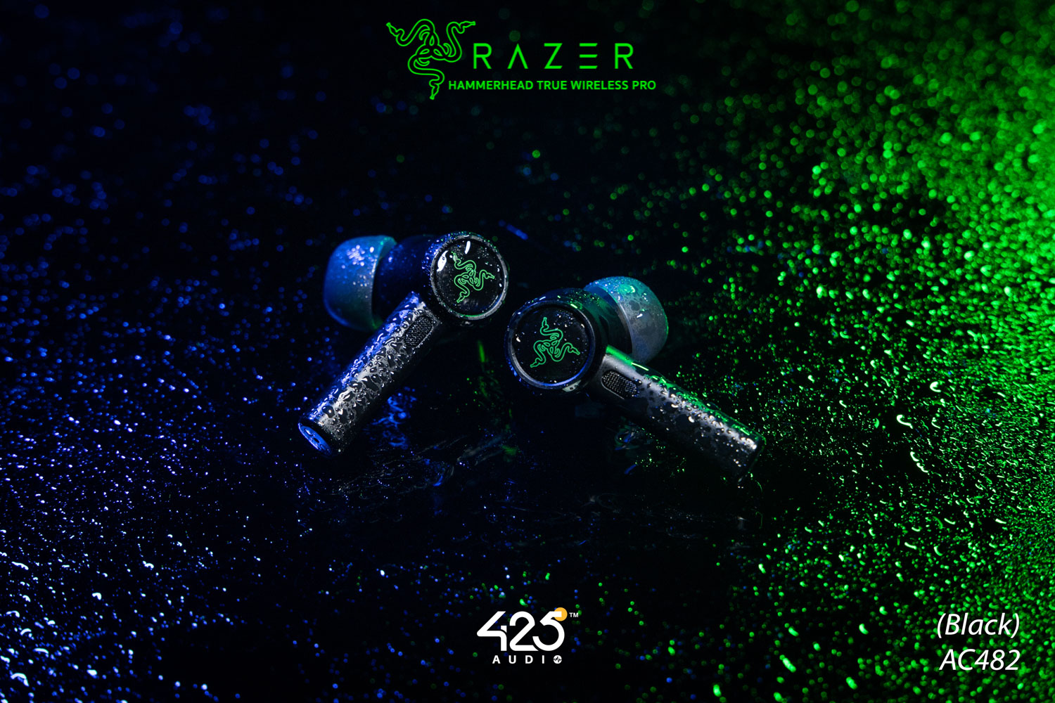 Razer Hammerhead True Wireless Pro,razer hammerhead pro,true wireless,gaming,หูฟังเล่นเกม,หูฟังเกมมิ่ง,in-ear,ดีเลย์น้อย,THX,หูฟังตัดเสียงรอบข้าง,active noise cancelling,ipx4,ไมค์ชัด