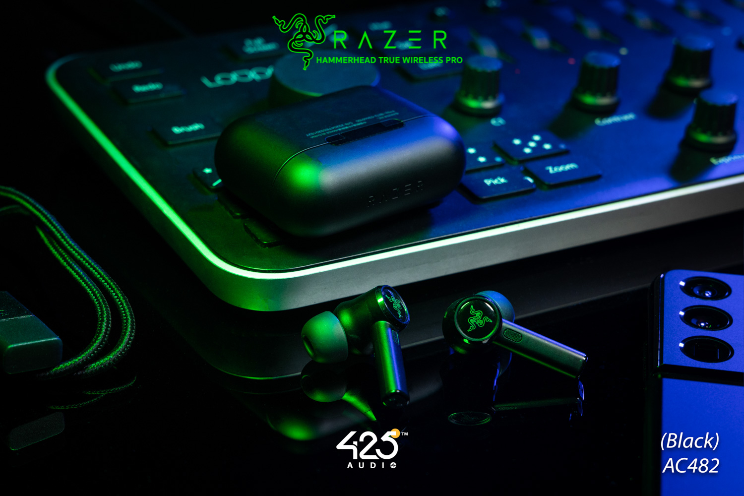 Razer Hammerhead True Wireless Pro,razer hammerhead pro,true wireless,gaming,หูฟังเล่นเกม,หูฟังเกมมิ่ง,in-ear,ดีเลย์น้อย,THX,หูฟังตัดเสียงรอบข้าง,active noise cancelling,ipx4,ไมค์ชัด