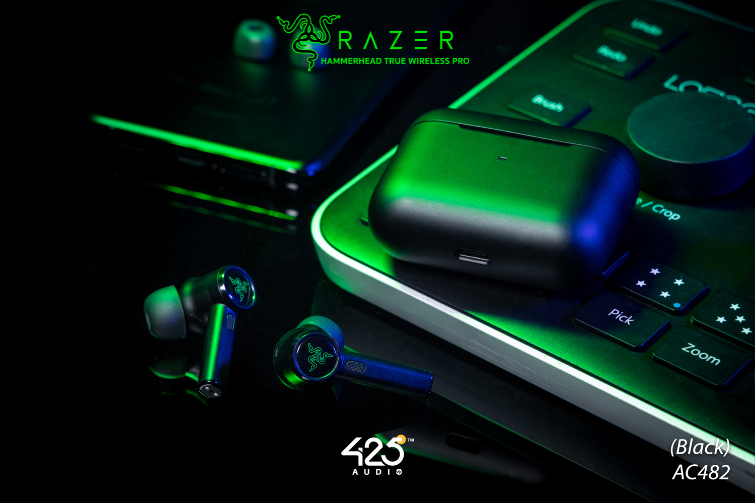 Razer Hammerhead True Wireless Pro,razer hammerhead pro,true wireless,gaming,หูฟังเล่นเกม,หูฟังเกมมิ่ง,in-ear,ดีเลย์น้อย,THX,หูฟังตัดเสียงรอบข้าง,active noise cancelling,ipx4,ไมค์ชัด