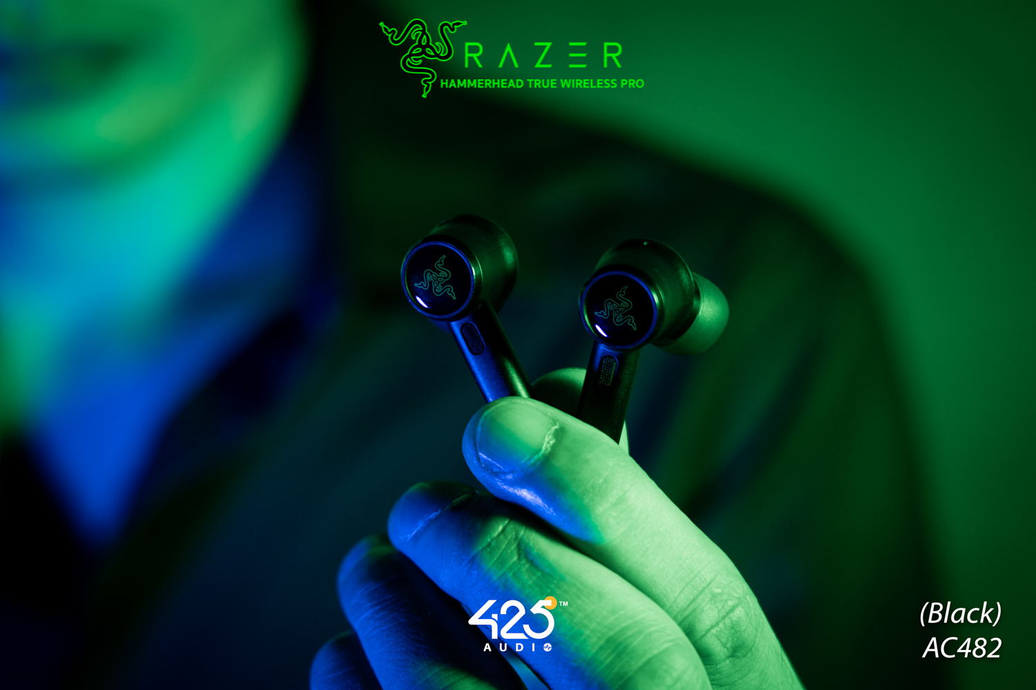 Razer Hammerhead True Wireless Pro,razer hammerhead pro,true wireless,gaming,หูฟังเล่นเกม,หูฟังเกมมิ่ง,in-ear,ดีเลย์น้อย,THX,หูฟังตัดเสียงรอบข้าง,active noise cancelling,ipx4,ไมค์ชัด