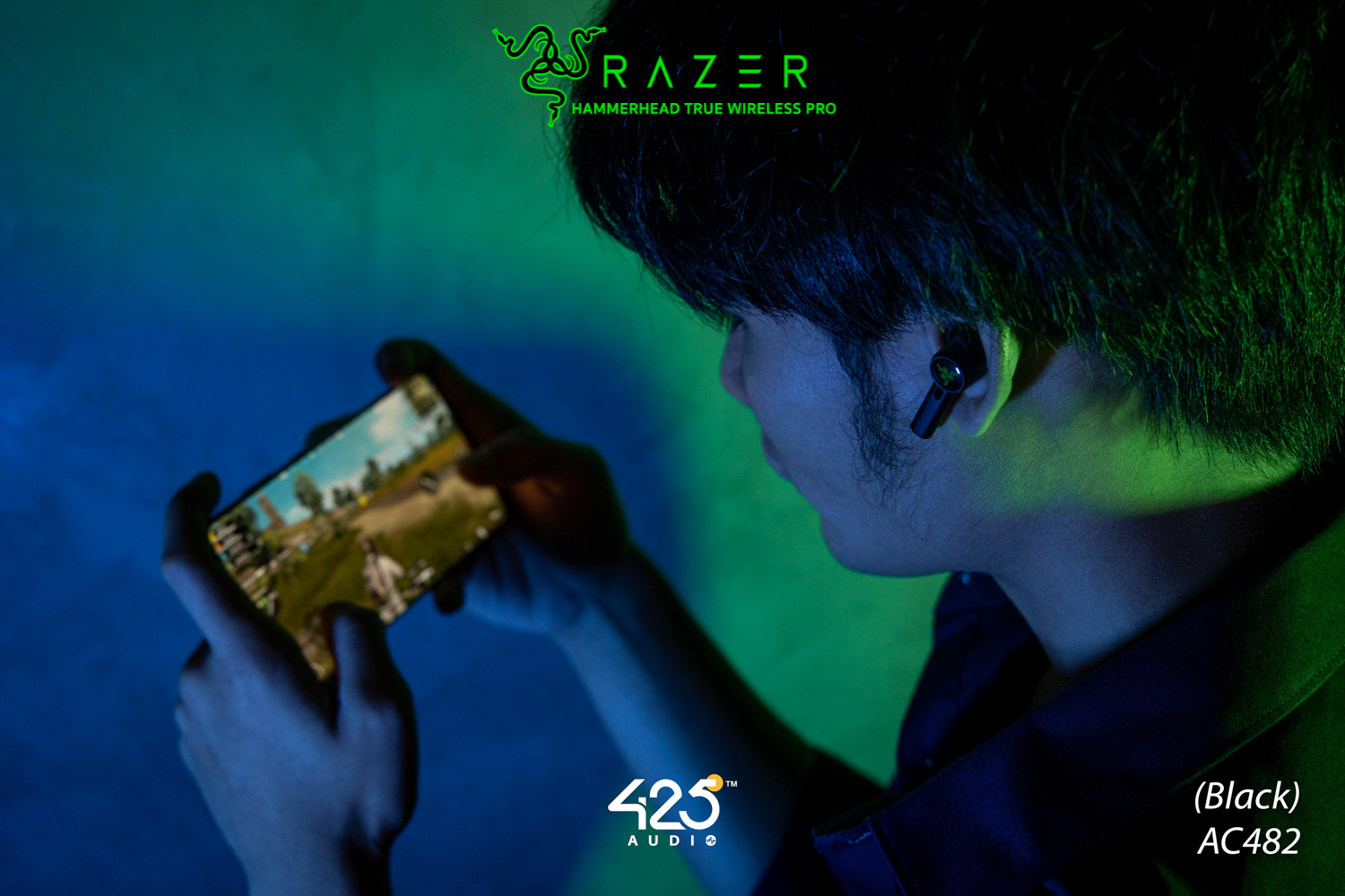 Razer Hammerhead True Wireless Pro,razer hammerhead pro,true wireless,gaming,หูฟังเล่นเกม,หูฟังเกมมิ่ง,in-ear,ดีเลย์น้อย,THX,หูฟังตัดเสียงรอบข้าง,active noise cancelling,ipx4,ไมค์ชัด