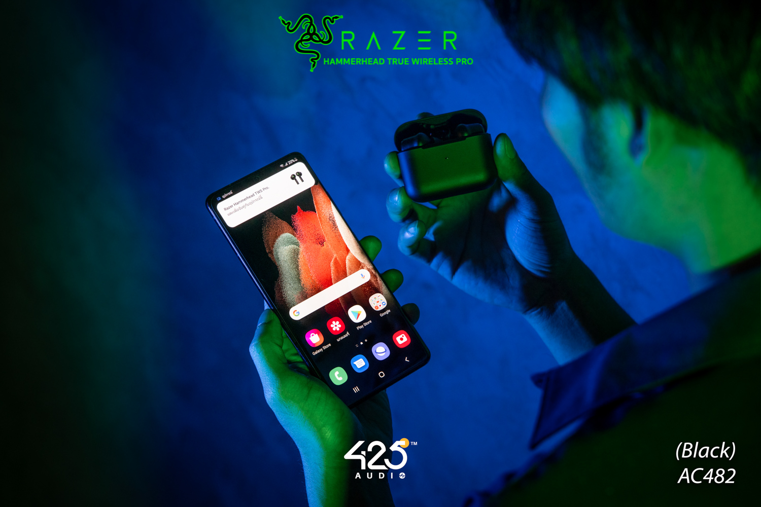 Razer Hammerhead True Wireless Pro,razer hammerhead pro,true wireless,gaming,หูฟังเล่นเกม,หูฟังเกมมิ่ง,in-ear,ดีเลย์น้อย,THX,หูฟังตัดเสียงรอบข้าง,active noise cancelling,ipx4,ไมค์ชัด