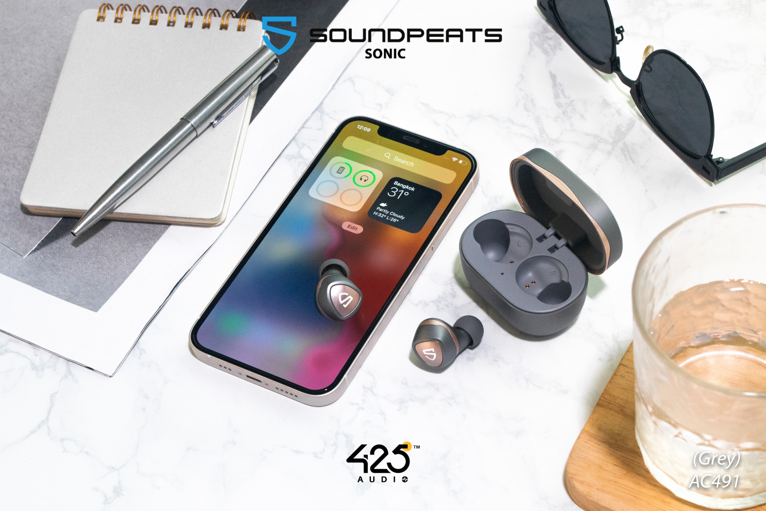 soundpeats sonic,soundpeats,bluetooth 5.2,game mode,in-ear,true wireless,เบสหนัก,เสียงดี,เล่นเกมไม่ดีเลย์,กันนํ้า,ipx5,แบตอึด,grey,ios,android