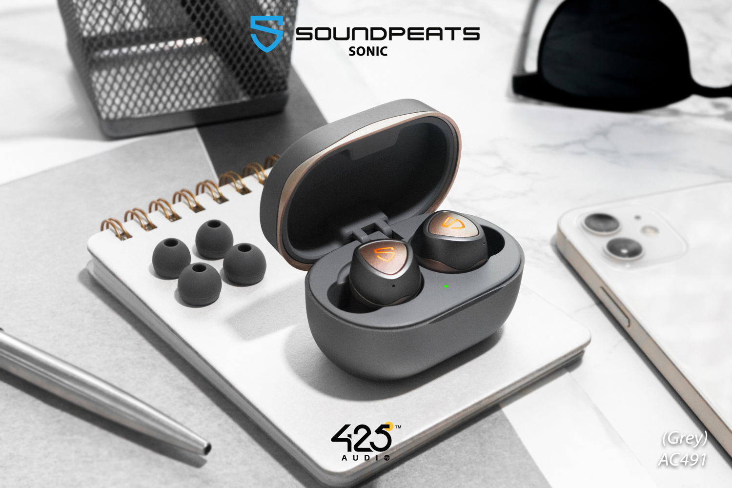 soundpeats sonic,soundpeats,bluetooth 5.2,game mode,in-ear,true wireless,เบสหนัก,เสียงดี,เล่นเกมไม่ดีเลย์,กันนํ้า,ipx5,แบตอึด,grey,ios,android