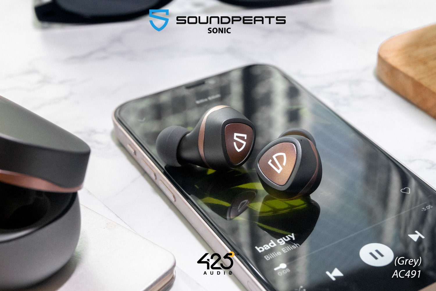 soundpeats sonic,soundpeats,bluetooth 5.2,game mode,in-ear,true wireless,เบสหนัก,เสียงดี,เล่นเกมไม่ดีเลย์,กันนํ้า,ipx5,แบตอึด,grey,ios,android