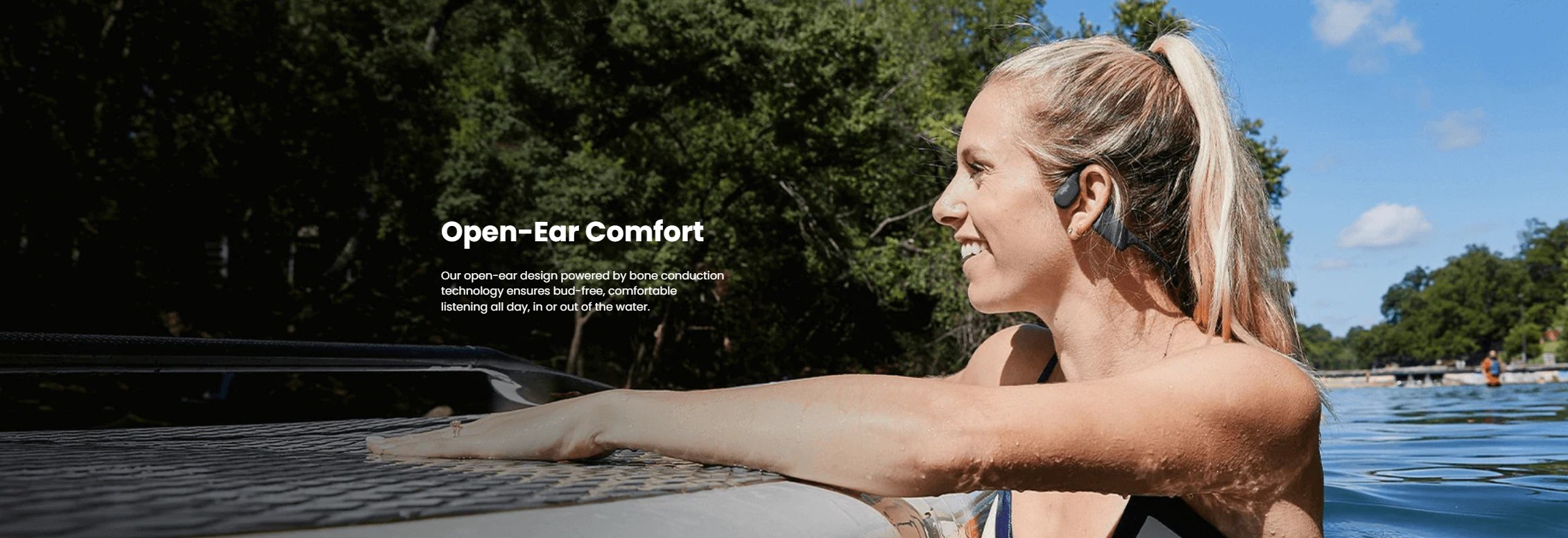 Shokz OpenSwim,หูฟังไร้สาย,ใส่สบาย,หูฟัง MP3,MP3 Headphone,Bone Conduction,Comfort,Openear