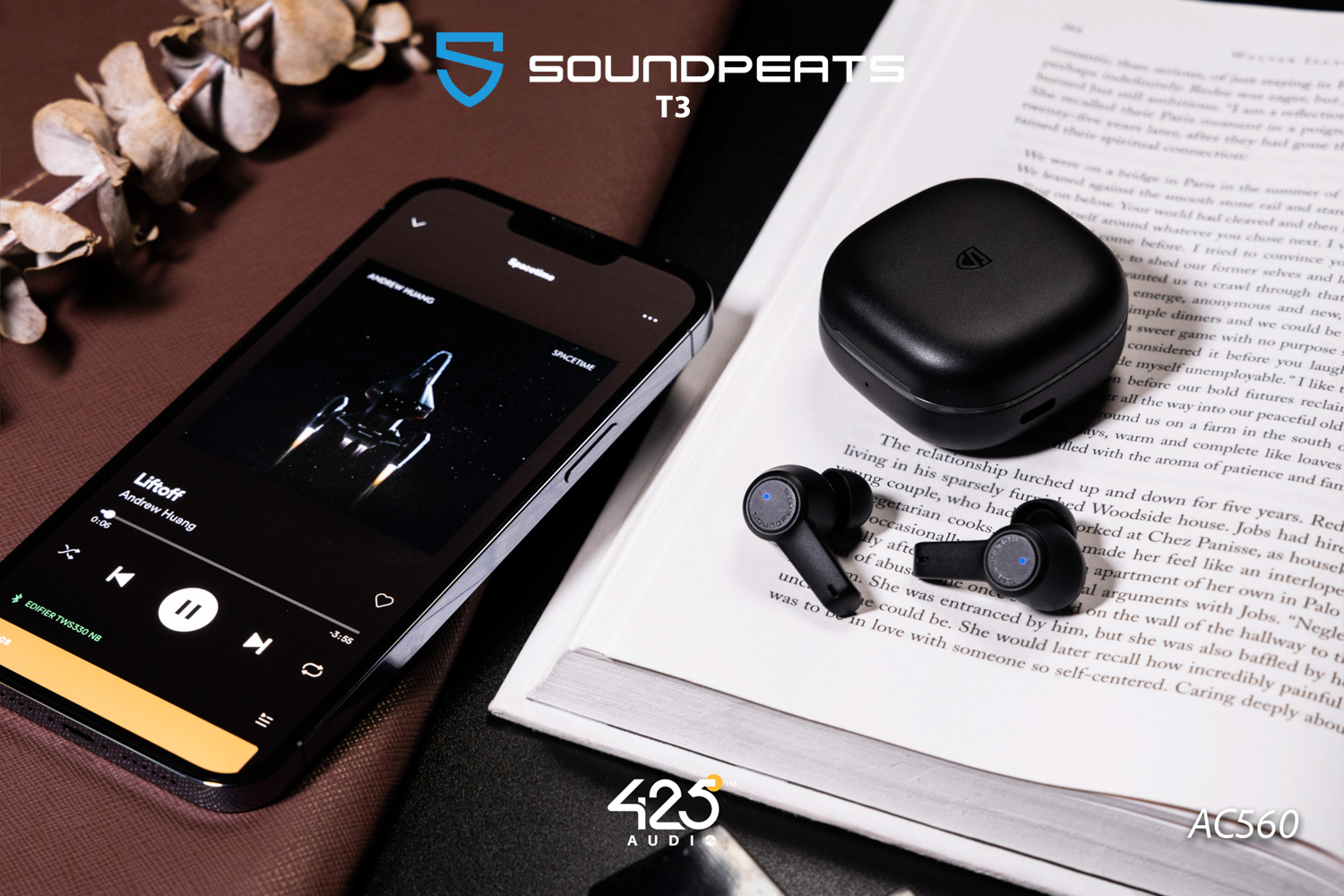 หูฟังไร้สาย,SOUNDPEATS T3,true wireless,Active Noise Cancelling,ANC,หูฟังบลูทูธ,soundpeats,หูฟังไมค์ดี