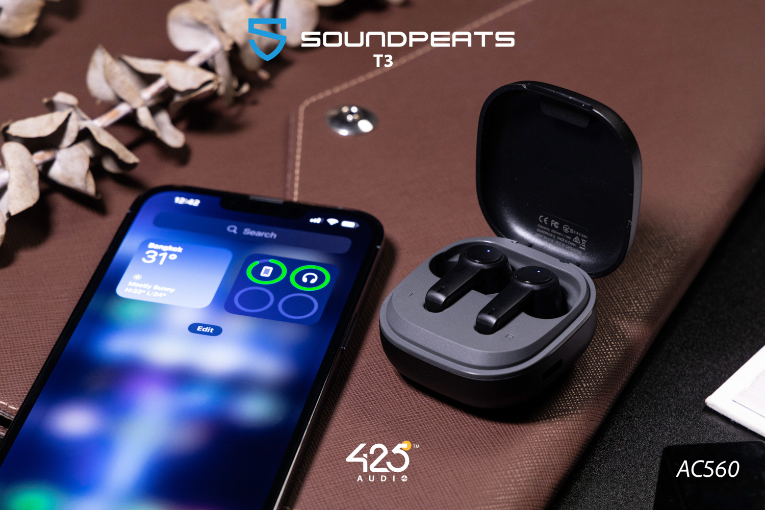 หูฟังไร้สาย,SOUNDPEATS T3,true wireless,Active Noise Cancelling,ANC,หูฟังบลูทูธ,soundpeats,หูฟังไมค์ดี