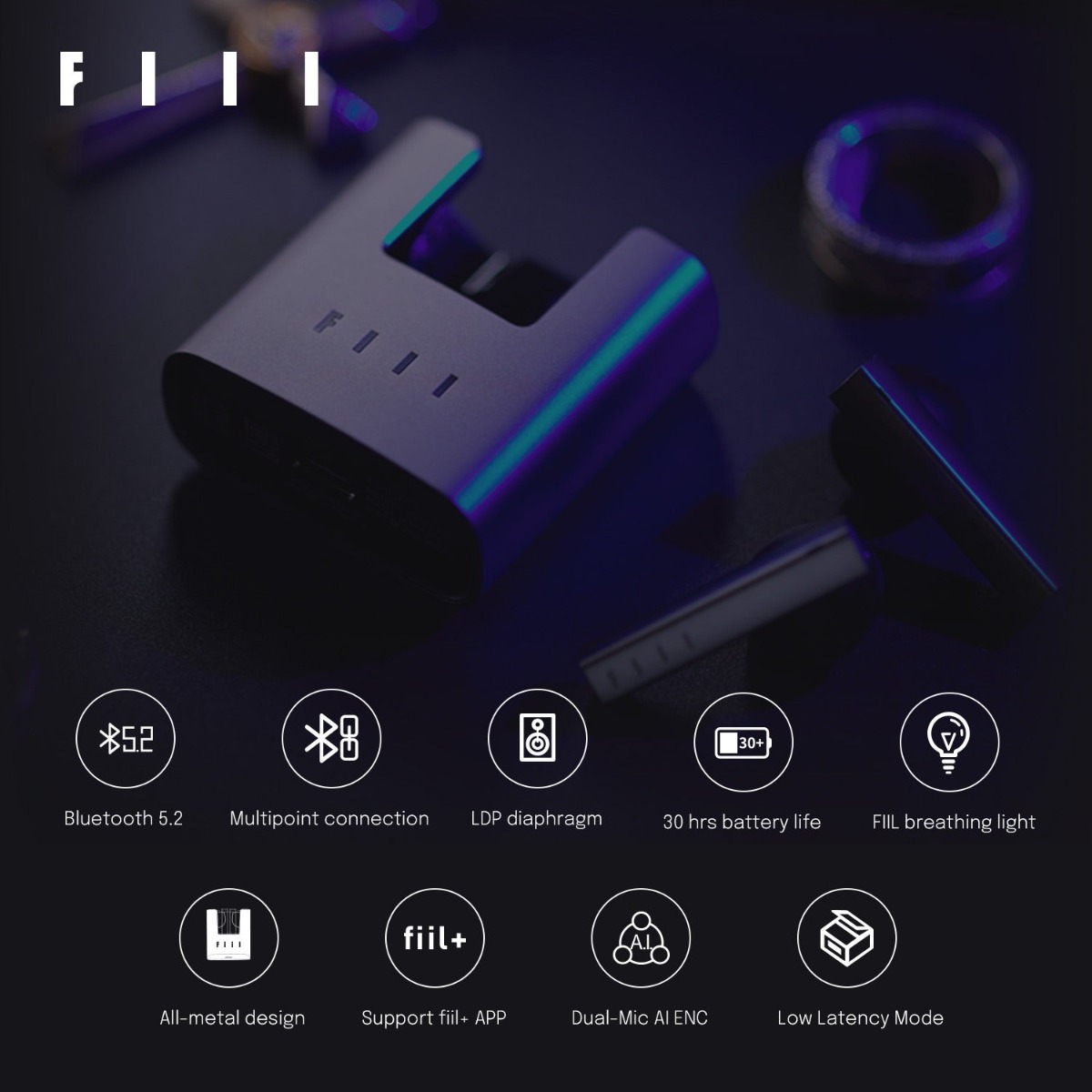 FIIL CC nano,True Wireless,หูฟังไร้สาย,หูฟังบลูทูธ,หูฟัง Earbuds,bluetooth 5.2,dual mic,หูฟังเสียงดี