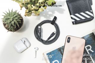 Energea Fibratough USB-C to lightning 1.5m ( สายชาร์จ USB-C to Lightning )-Black (ดำ)