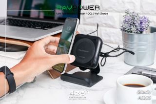 RAVPower PC070 7.5W Fast Wireless Charger + QC3.0 wall charge ( เเท่นชาร์จเร็วแบบไร้สาย 7.5 วัตต์ + QC3.0 )