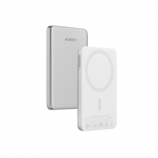 AUKEY PB-MS07A MagFusion M 5000mAh Qi2 Magnetic Wireless Charging PowerBank (CCC) (MagSafe | PD | QI) - Silver White