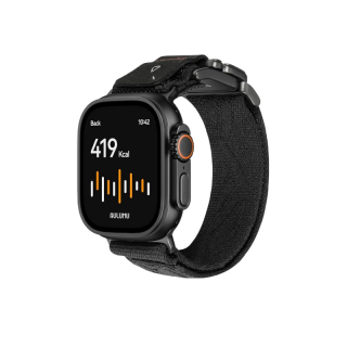 Aulumu C03 Titanium Alloy Magnetic Buckle Nylon Watch Strap สาย Apple Watch 11 / 10 (46 mm) / 9 / 8 / 7 / 6 / 5 / 4 / 3 / 2 / 1 / SE 3 / 2 / 1 / Ultra 3 / 2 / 1 (42 44 45 49 mm) - Black Buckle Black