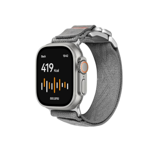 Aulumu C03 Titanium Alloy Magnetic Buckle Nylon Watch Strap สาย Apple Watch 11 / 10 (46 mm) / 9 / 8 / 7 / 6 / 5 / 4 / 3 / 2 / 1 / SE 3 / 2 / 1 / Ultra 3 / 2 / 1 (42 44 45 49 mm) - Titanium Buckle Grey