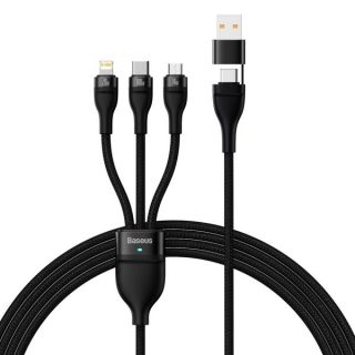 Baseus Flash Series II Two-for-three สายชาร์จแบบ 2 For 3 Charging Cable 100W 1.2M - Black