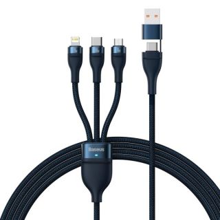 Baseus Flash Series II Two-for-three สายชาร์จแบบ 2 For 3 Charging Cable 100W 1.2M - Blue